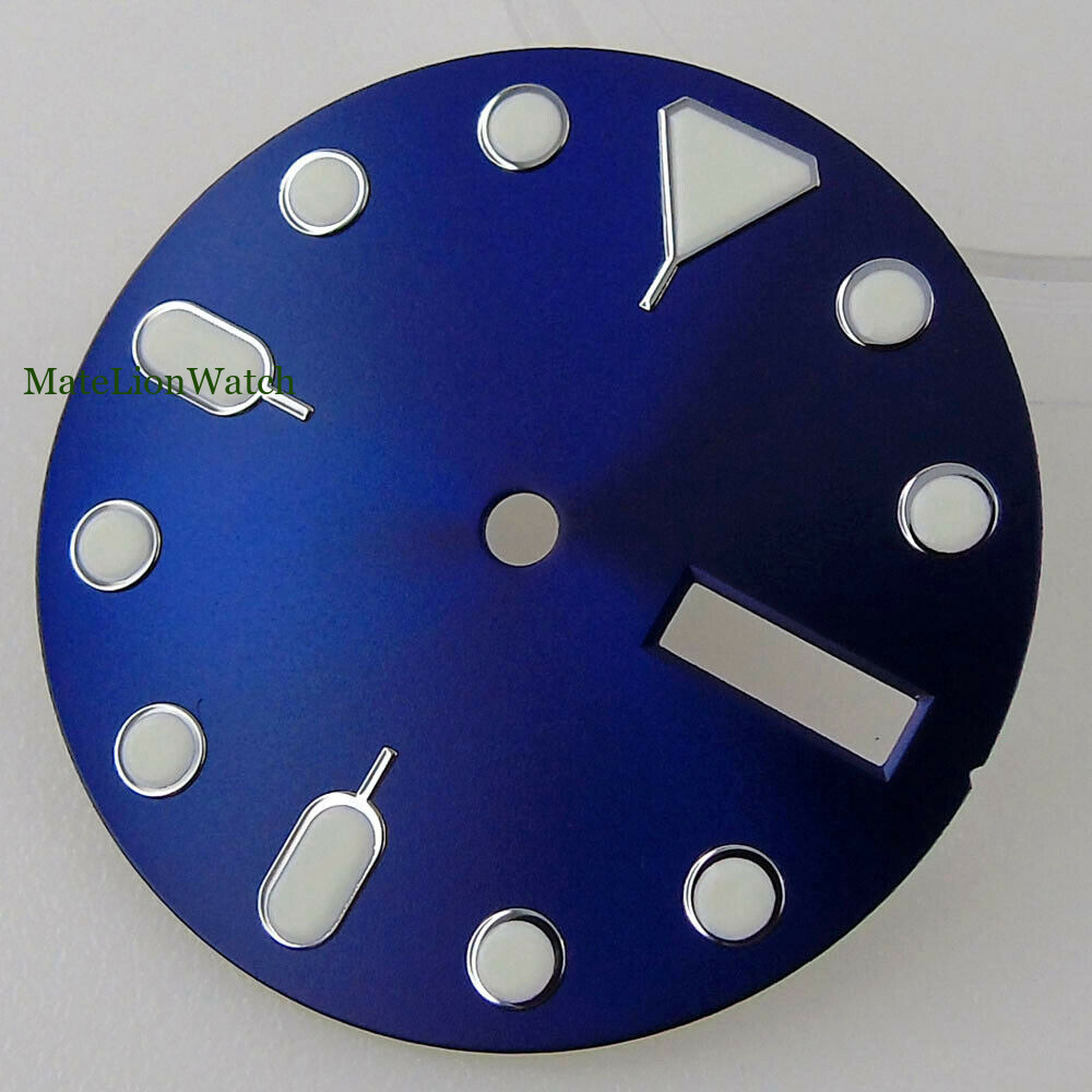 28.5mm Watch Dial+Hands Dual Calendar For NH36/NH36A Green Lume 3.8 &3 o’clock