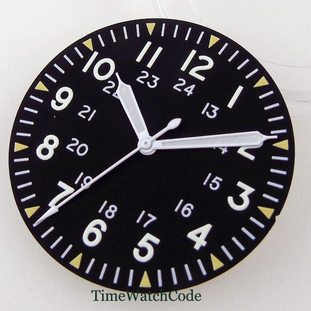 33.6mm Black Watch Dial Faces Hands For NH35 ETA 2824 PT5000 Miyota8215 DG2813