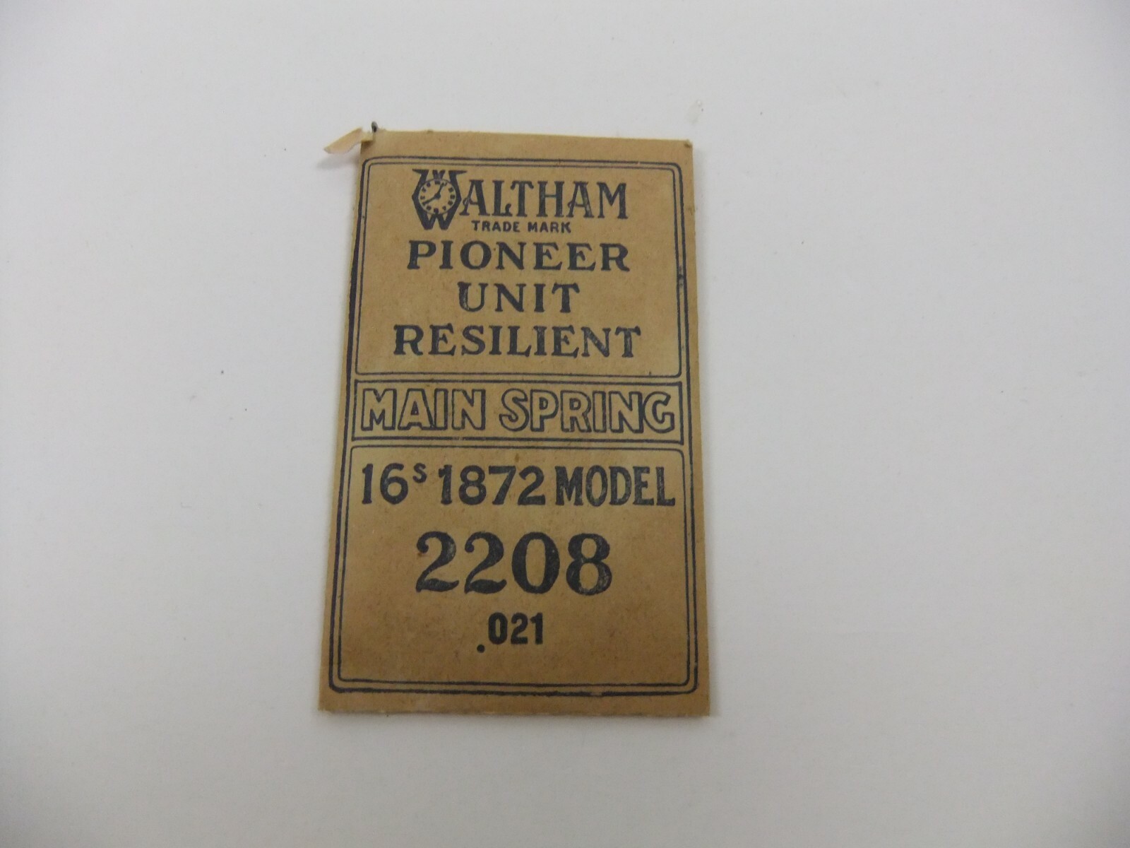 Vintage Waltham Watch Co. Unit Pioneer Resilient Main Spring 16s 1872 Model 2208