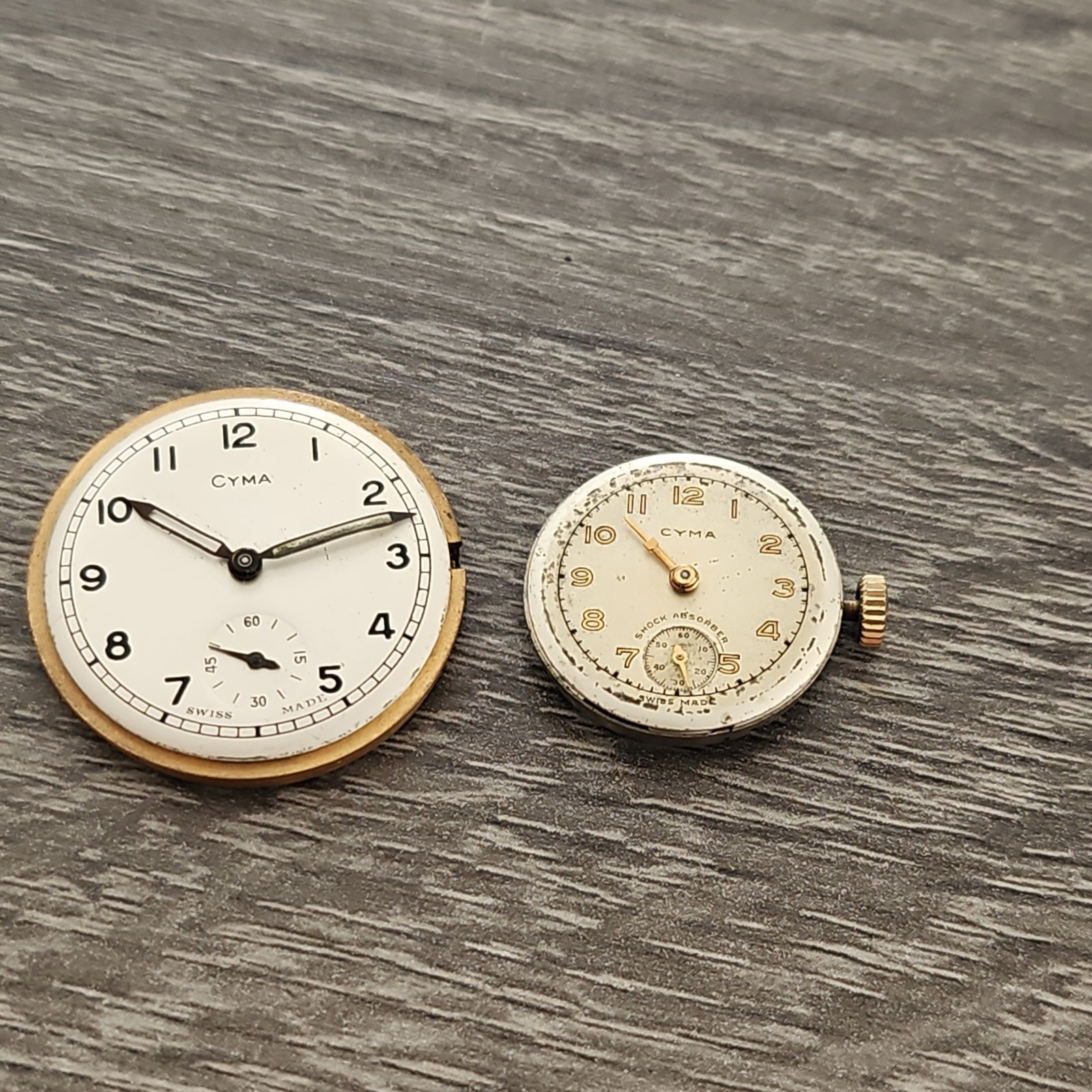 2 CYMA WATCH FACES & MOVEMENTS SEE PHOTOS USED