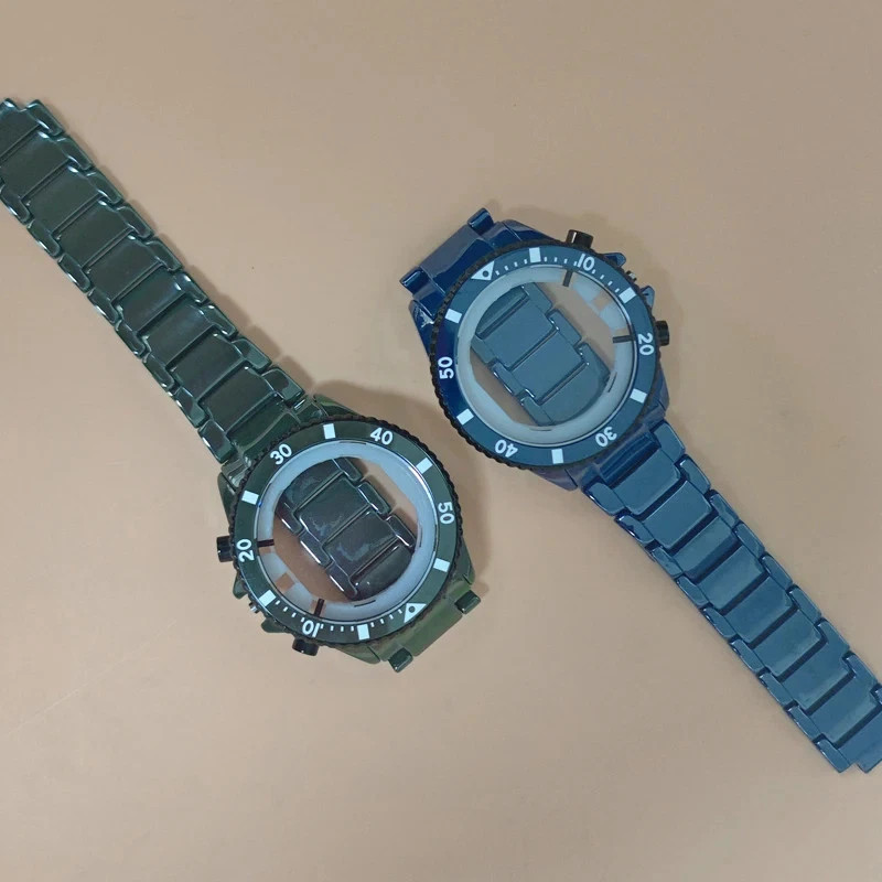 Ceramic Shell Watch Band for Armani AR70009 AR70011 Three Eye Black Blue Premium