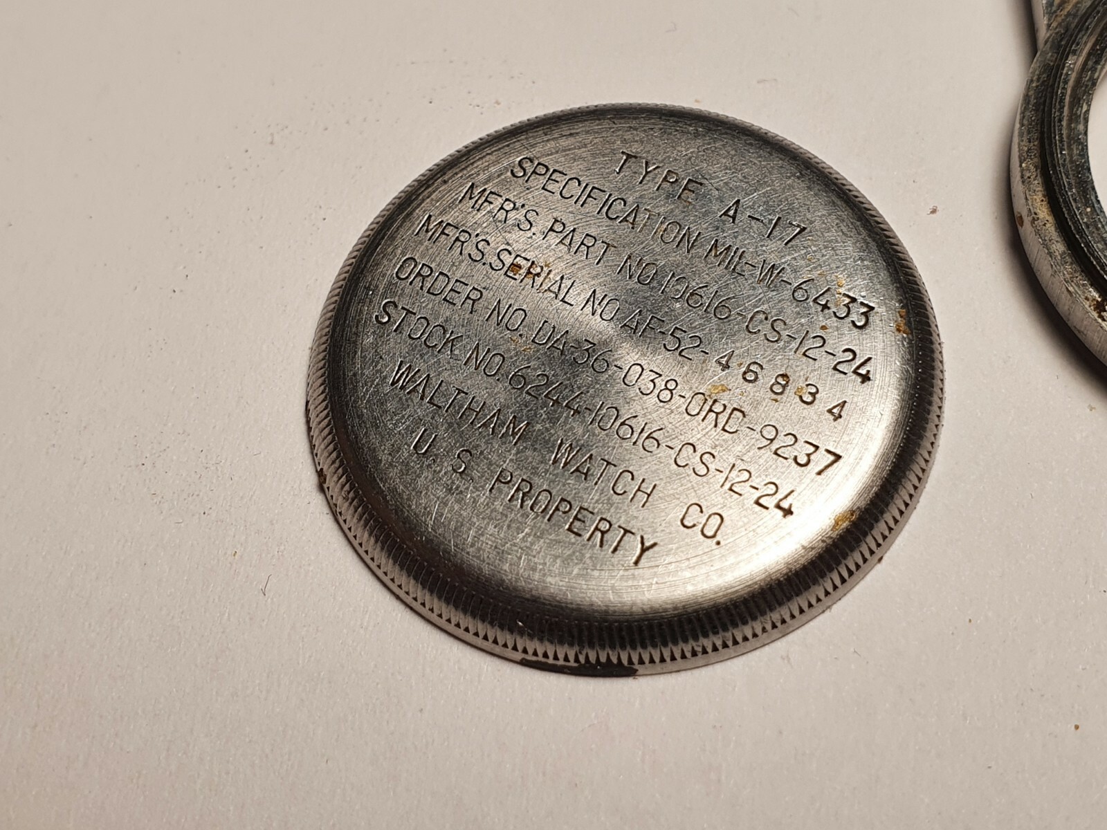 Vintage Korean War Waltham 1950’s Military A-17 watch CASE ONLY mid and back