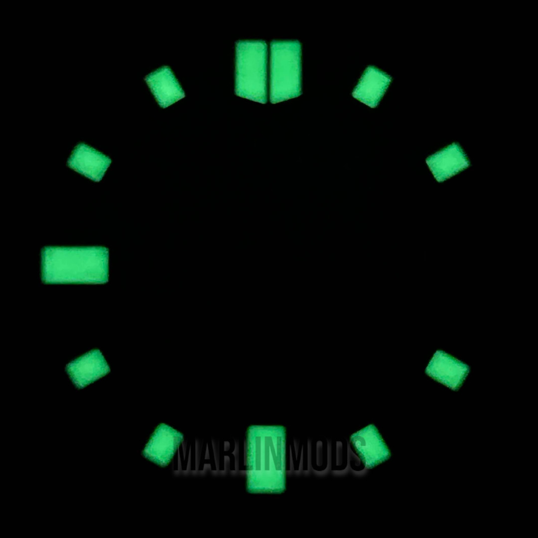 NH35A NH36 29mm Black MoP Dial Indices Mod Watch Part Date Green Luminous