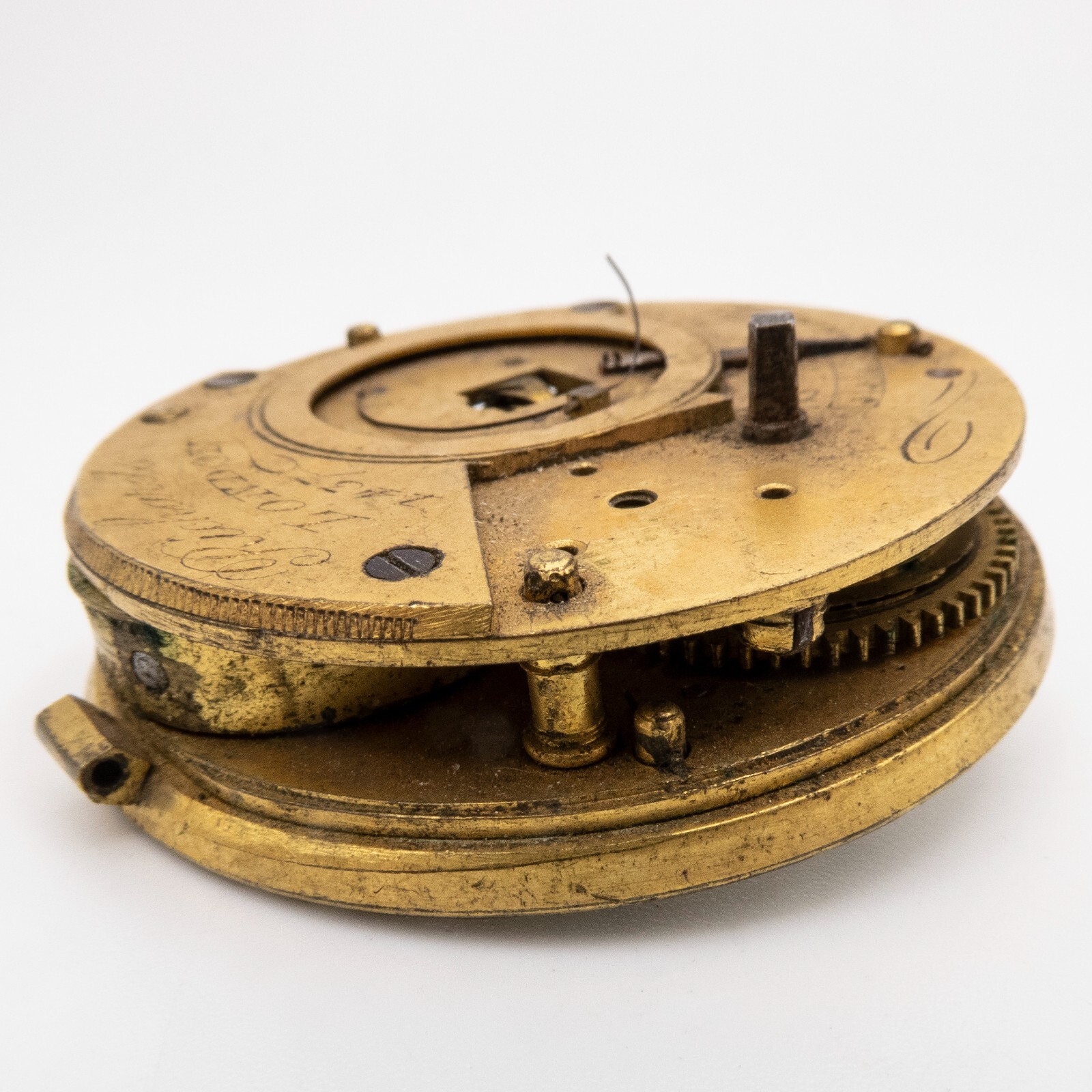 Partial Richards of London English Antique Fusee Pocket Watch Movement with Dial