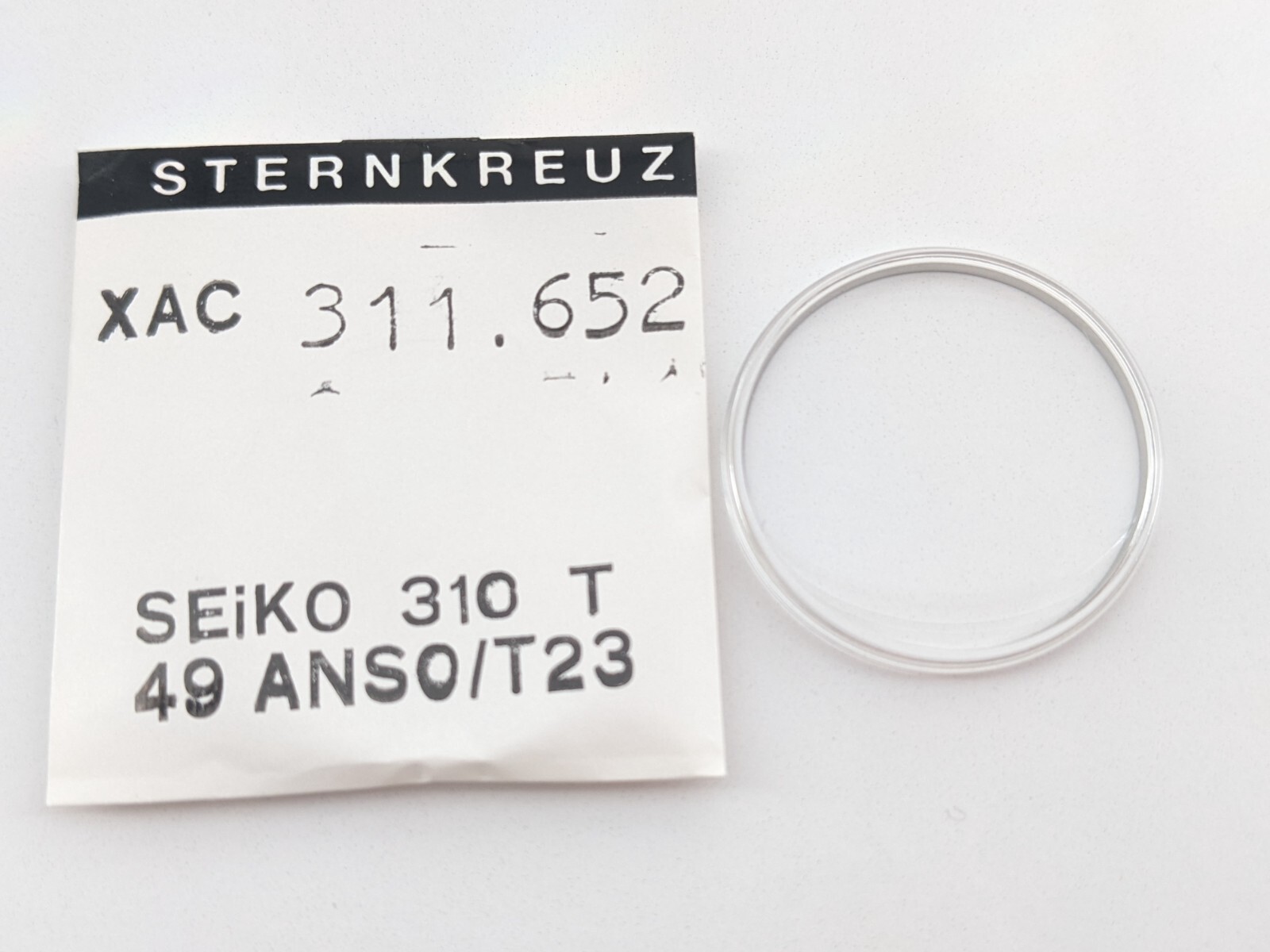 Watch Crystal to fit Seiko 310 T49 gilt or chrome ring Made in Germany x 1 pc