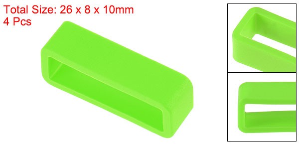 Watch Band Strap Loops Silicone for 22mm Width Watch Band, Green 4 Pcs