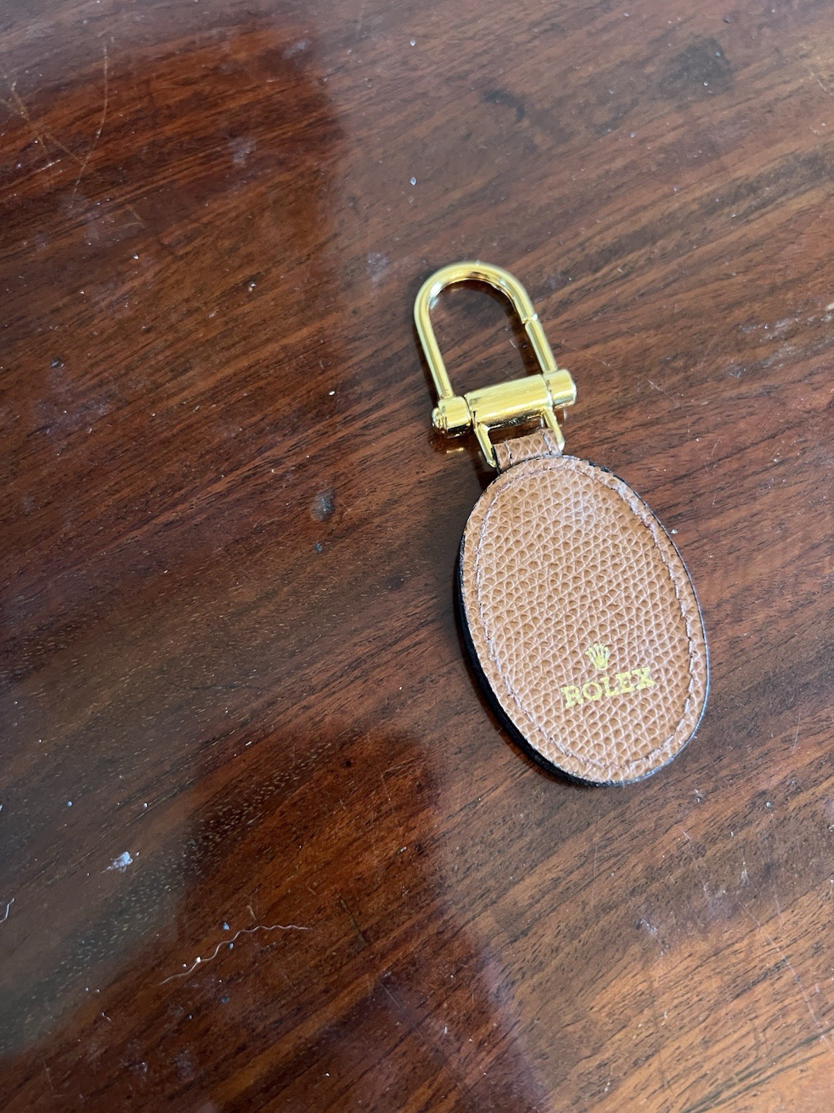 Rolex Swag Vintage Coronet Green Stitched Leather Keychain Key Ring 1990s