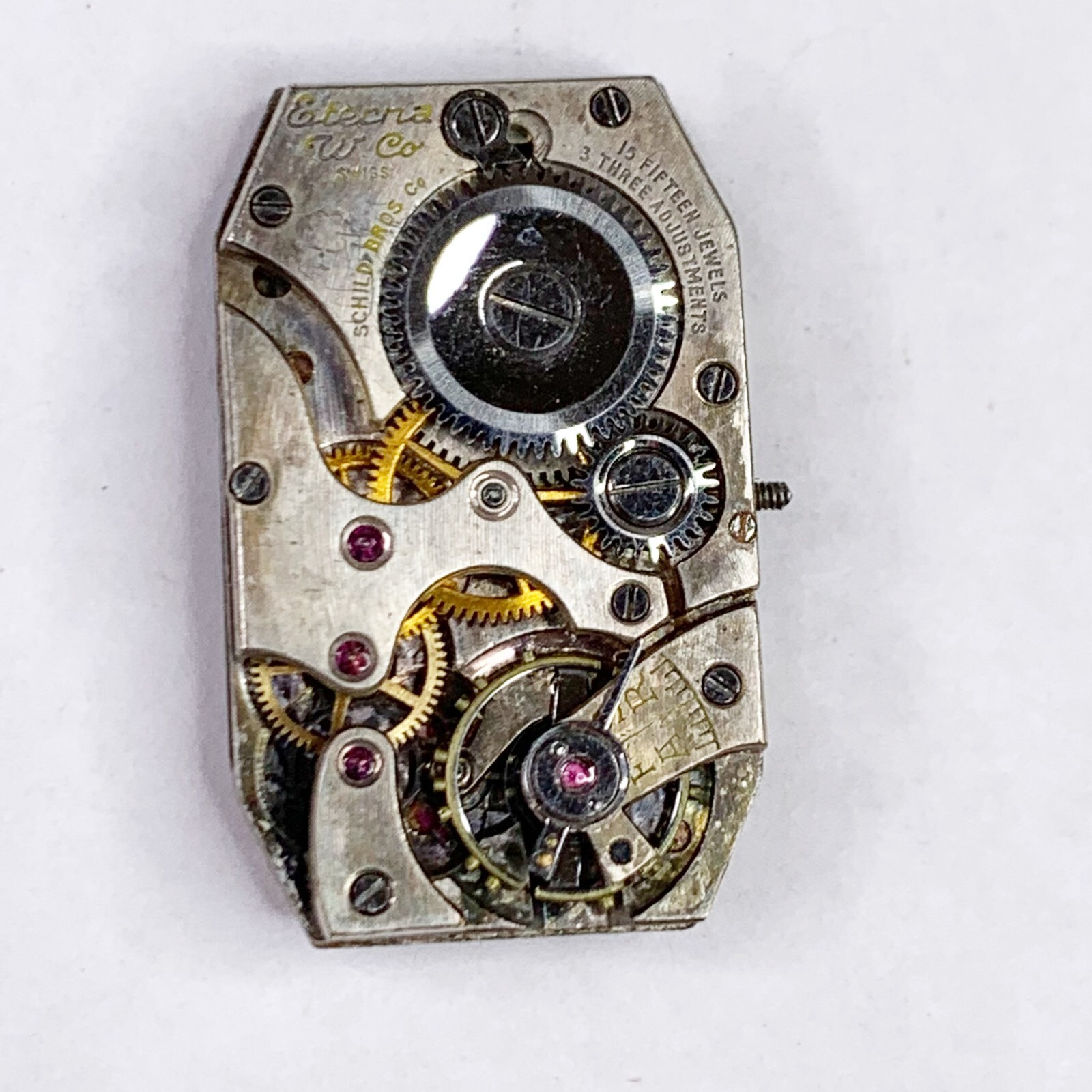 Eterna Watch Movement Art Deco Dial Parts Repair 15 Jewels Vintage 15x25mm