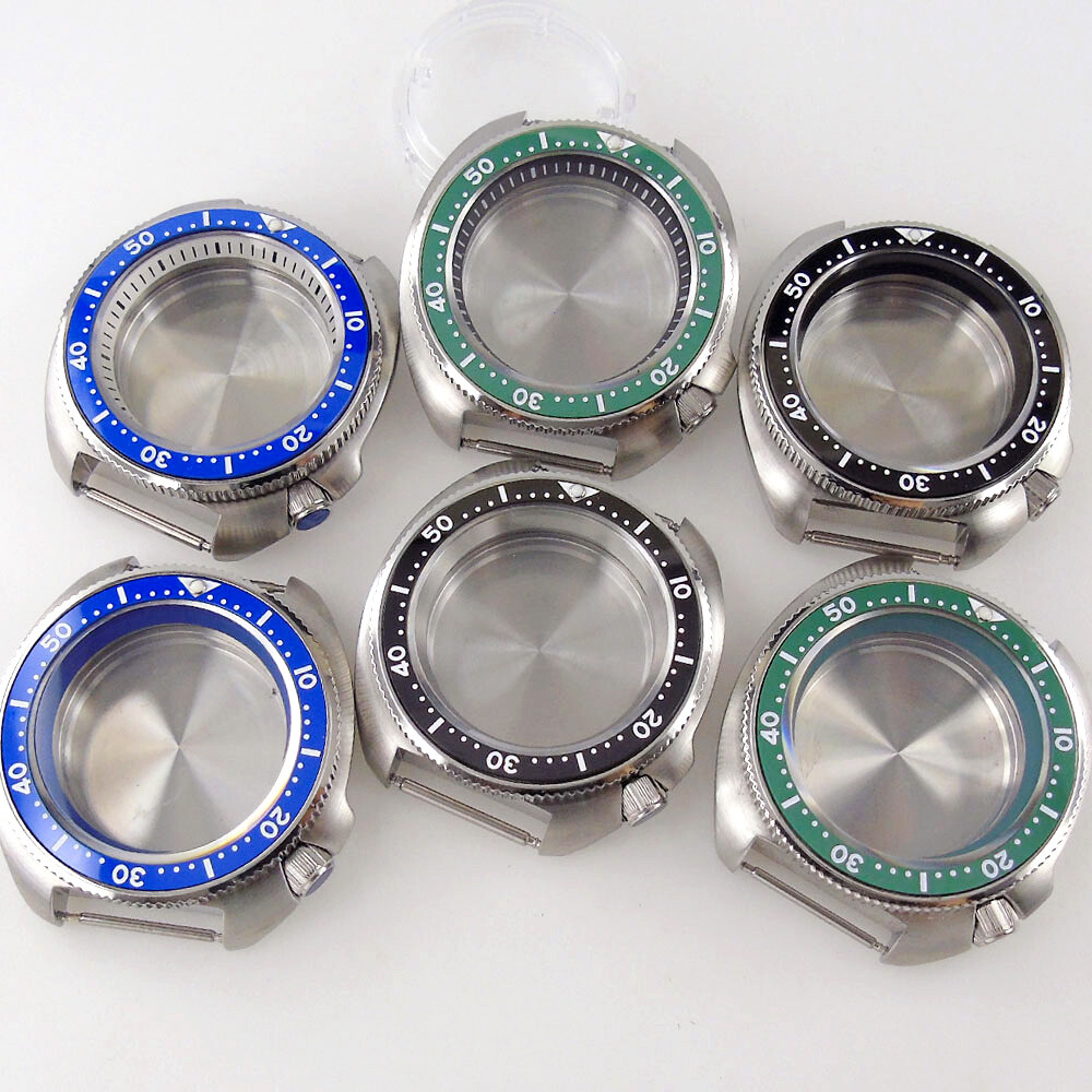 44mm Sapphire Glass Automatic Turtle Watch Case Fit NH35 NH36 4.1 o’clock crown