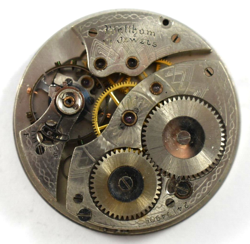 Vintage Waltham Grade 225 12s 17J OF Pocket Watch Movement lot.qk