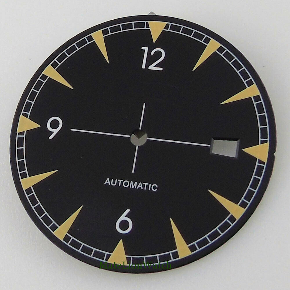 33.5mm Watch Dial Spare Parts Fit For NH35 / NH35A Date Window Green Lume Bliger