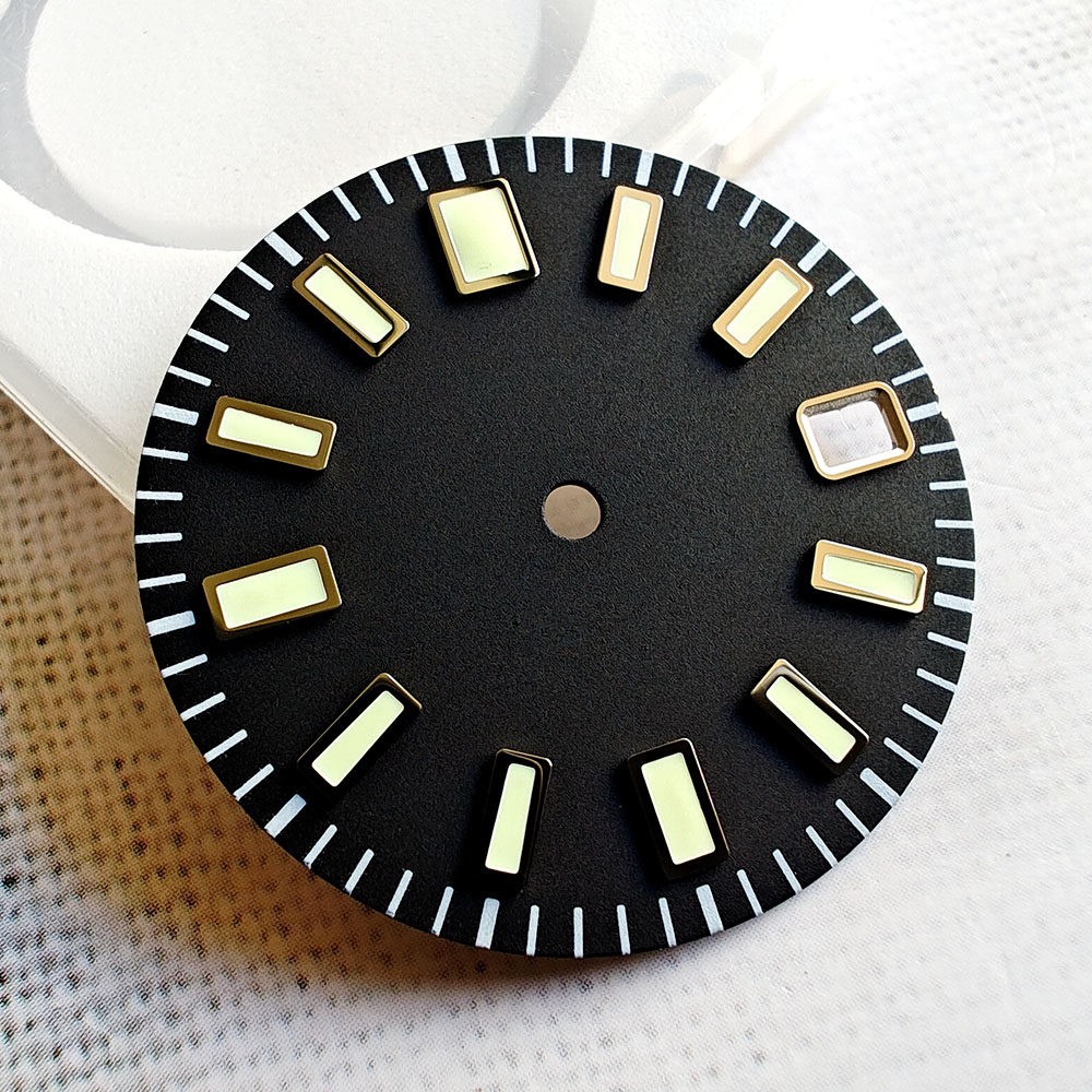 28.5Mm 62Mas Sunburst Pattern Watch Dial Green Lume for Nh35 Nh36 4R Movement