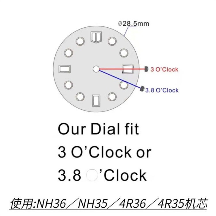 New NH35 Dial 28.5mm S-LOGO Green Luminous Fits NH35/36 Movement Watch Parts