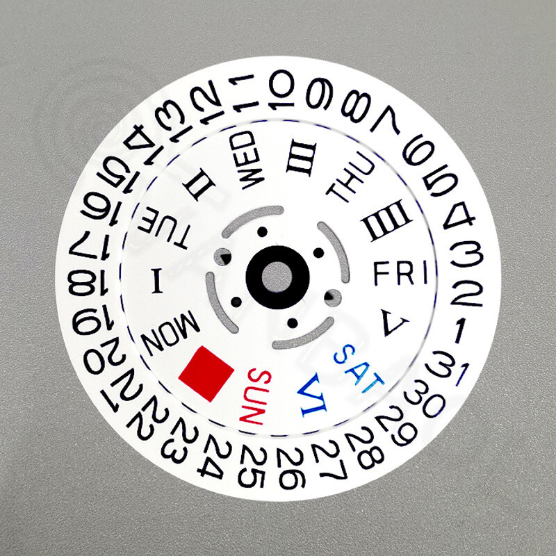 Roman/English Font White Date Disk Wheel Week Wheel for Movement NH36 3/3.8