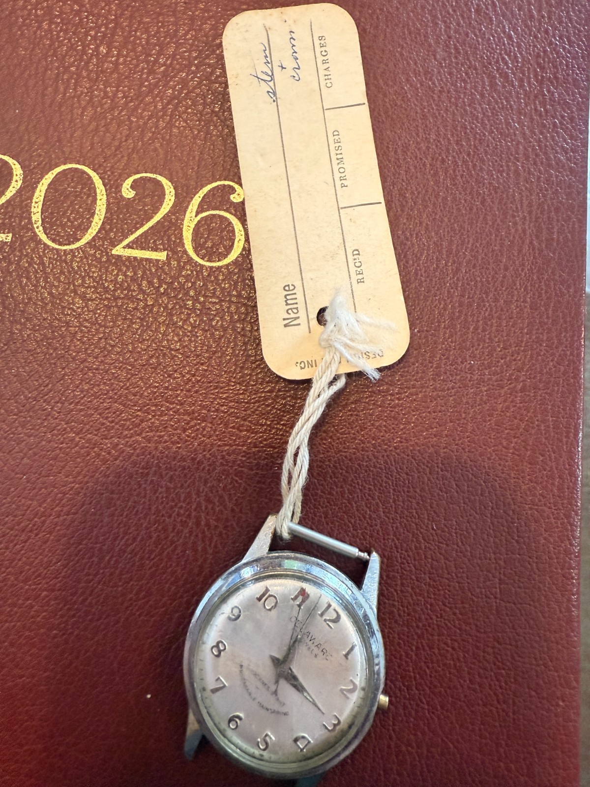 RARE VTG 1950’s Delaware 17 Jewel Silver Watch Movement & British Hong Kong Case