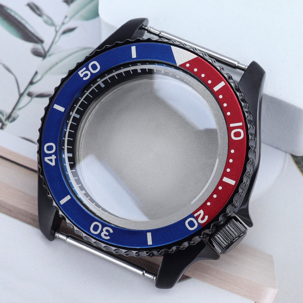 PVD Black 42.5mm Diver Watch Case Sapphire SKX007 Style For Seiko NH35 Movement