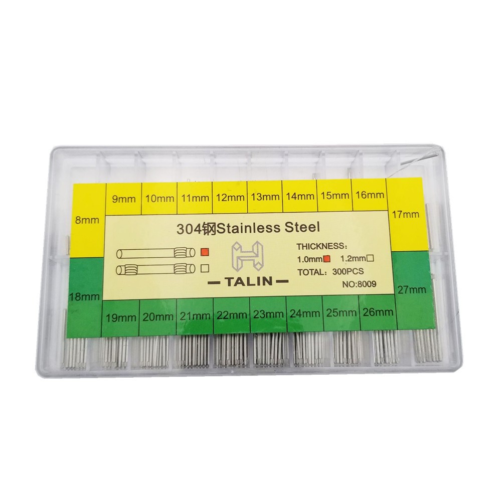 300Pcs Stainless Steel 8-27mm Watch Band Bracelet Bar Link Pin No. 8009//