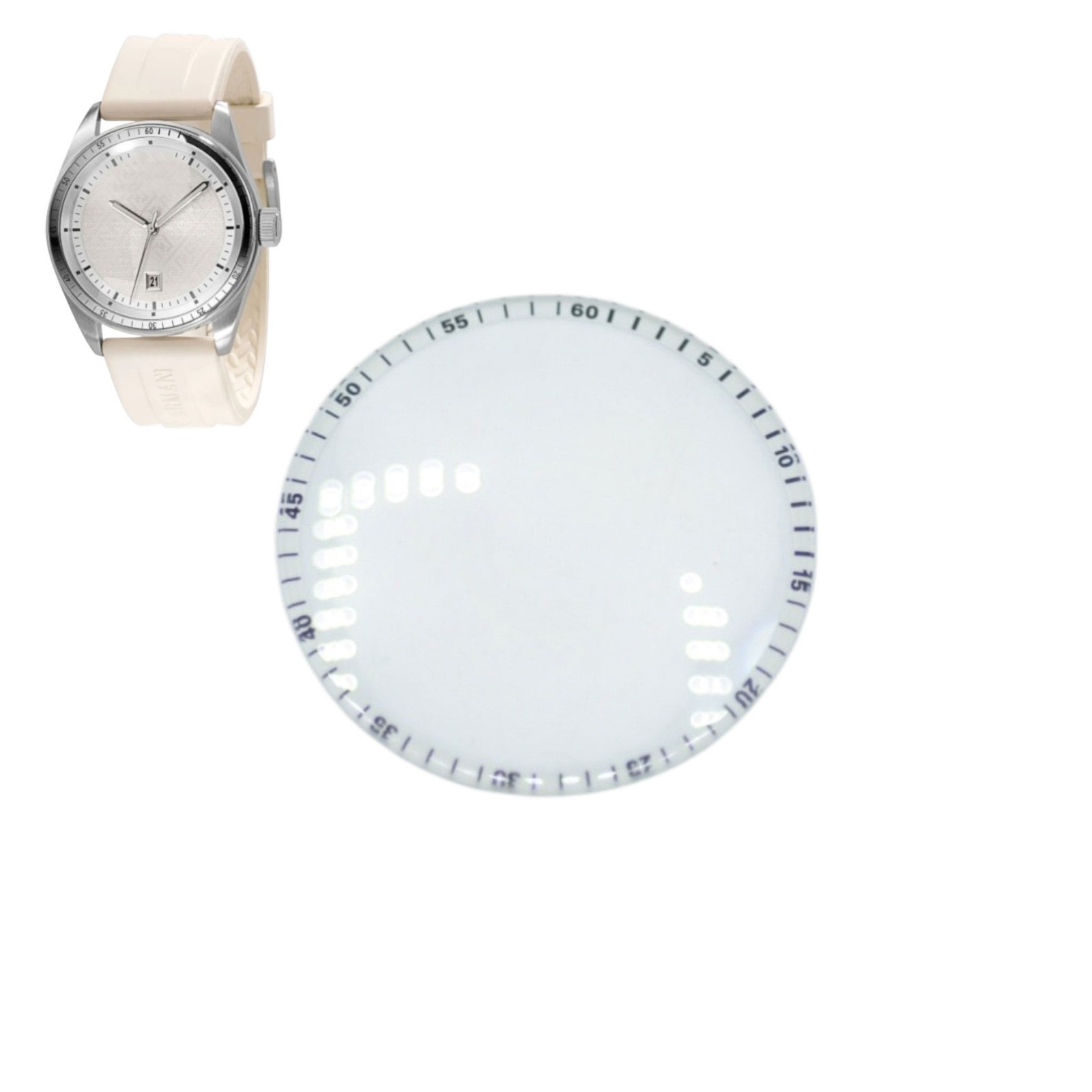 AR0684 White Frame Watch Crystal For Emporio Armani