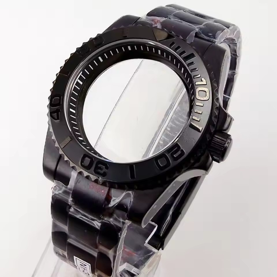 40mm Black Stainless Watch Case Sapphire For NH35 NH36 ETA2824 PT5000 Movement