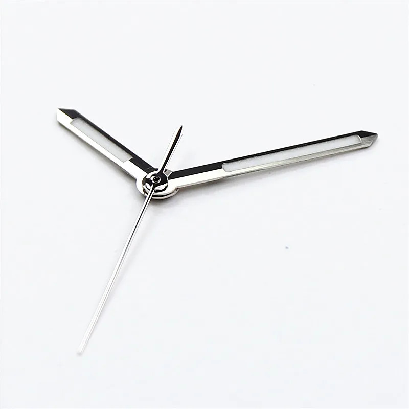Polished Silver Watch Hands Green Blue Lume Fit for NH34 NH35 NH36 Mod