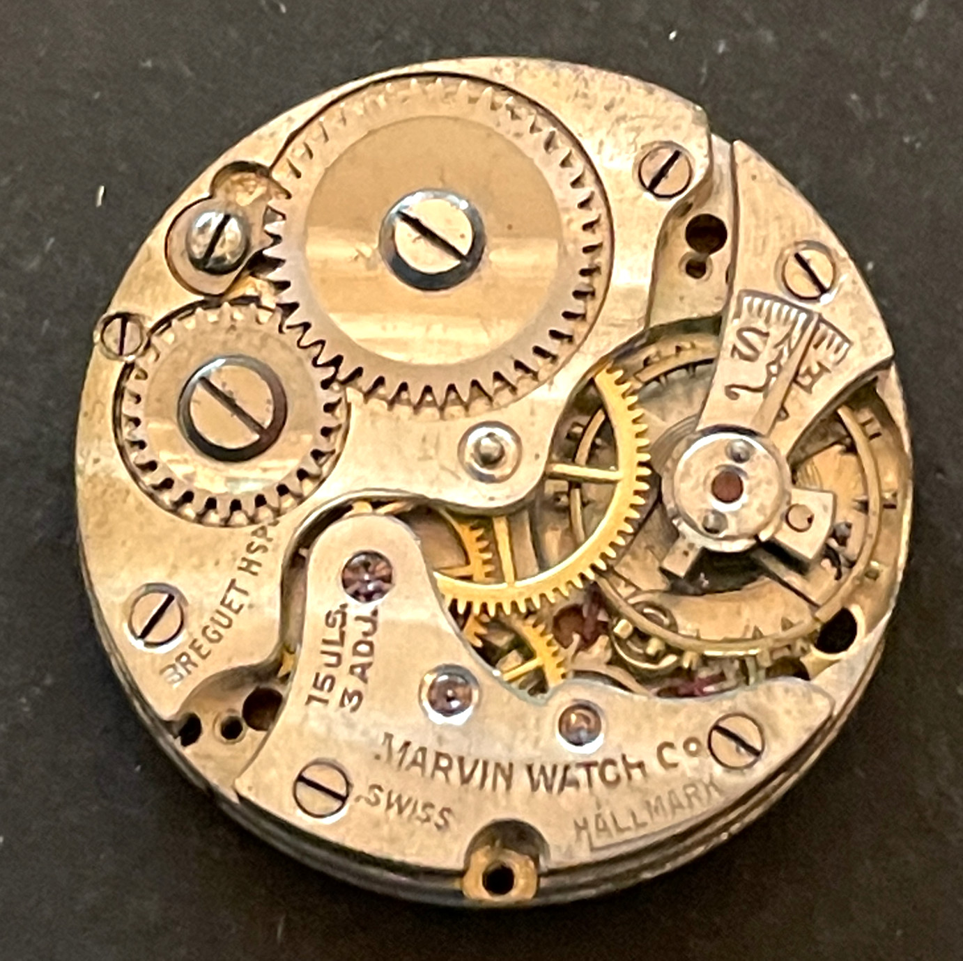 Vintage Hallmark Marvin Pendant Watch Movement Parts/Repair 21.4mm 15j Swiss