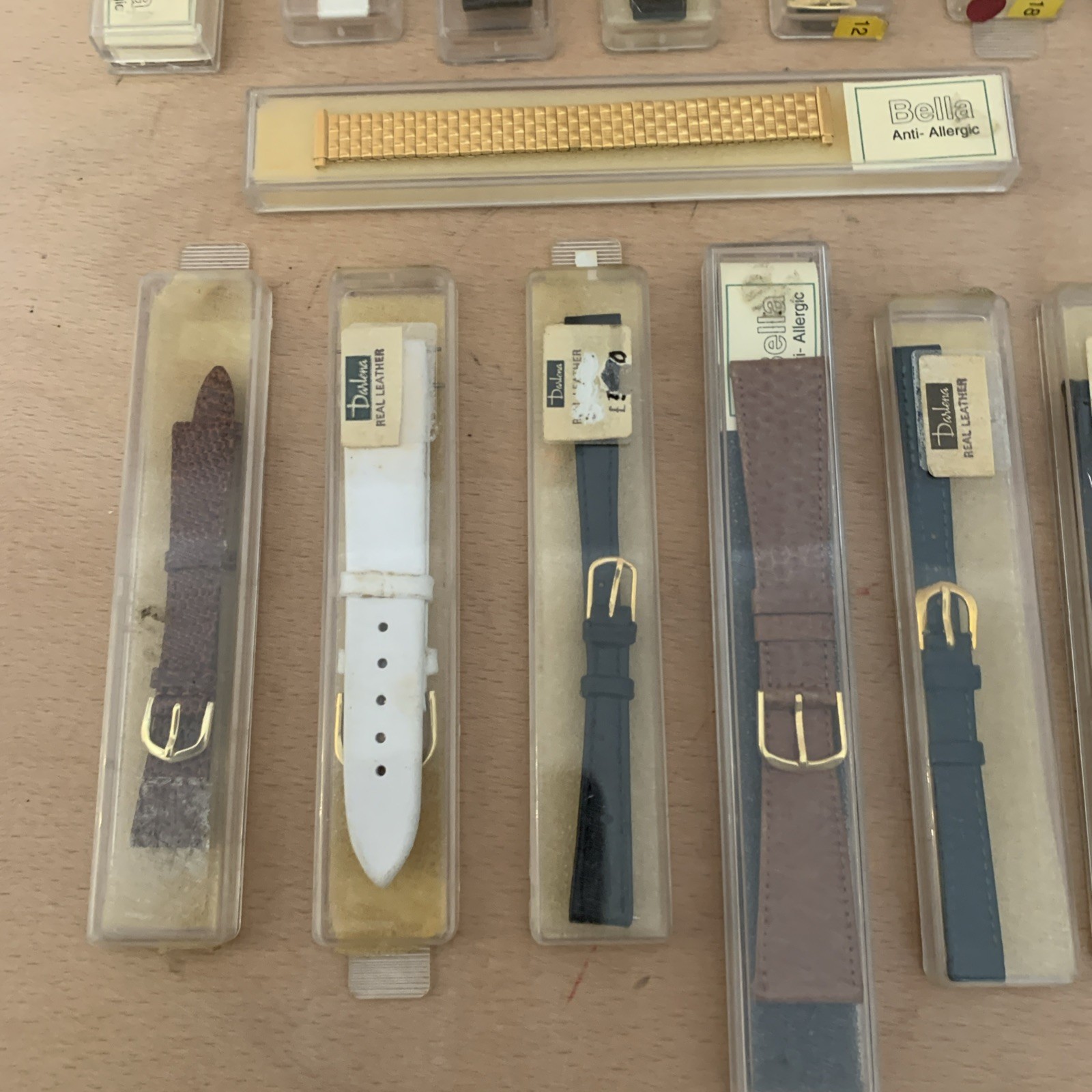 Darlena X 15 Vintage Watch Straps New Old Stock Leather & 3 Hard Plated Gold