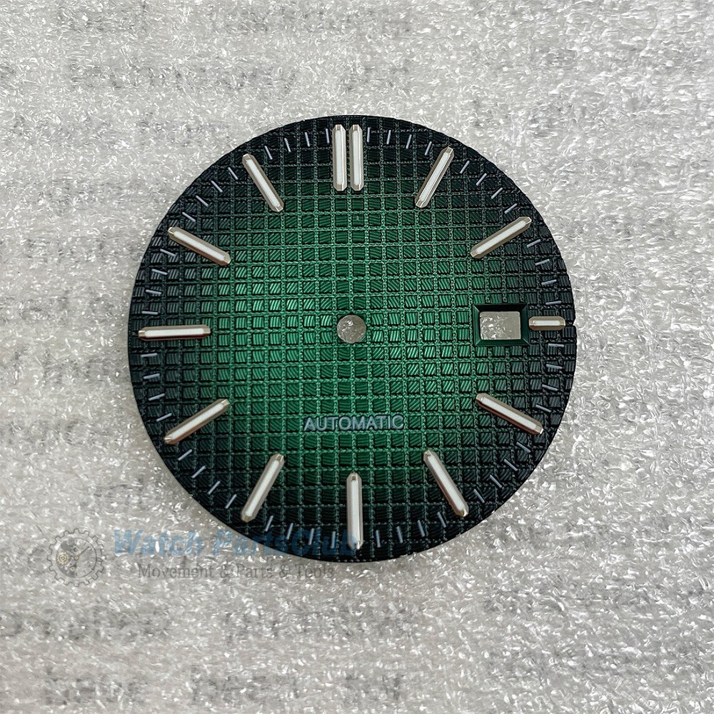 31.8mm Grid Green Luminous Calendar Watch Dial Fit NH35 NH36 Movement
