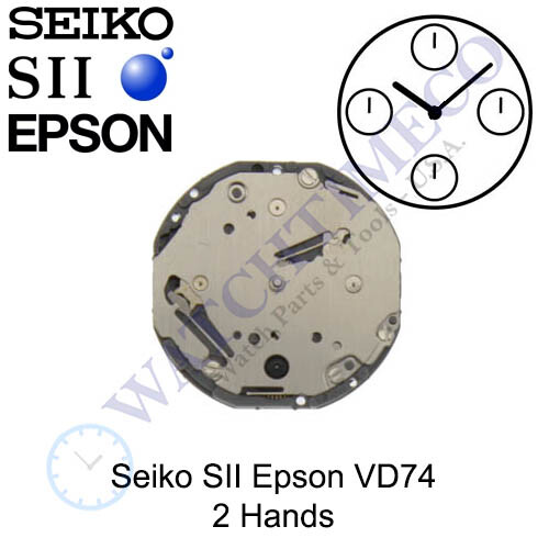 Genuine Seiko SII Epson VD74 Watch Movement Japan 2 Hands