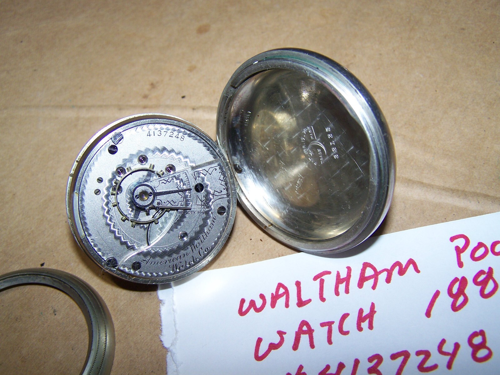 Antique Pocket watch movement Waltham Grade 3 18S 11 jewel 1888-90 as is parts