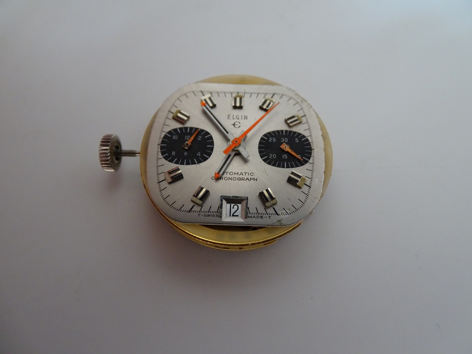 Elgin Complete Movement & Dial Buren Cal 12 Automatic Chronograph, Running