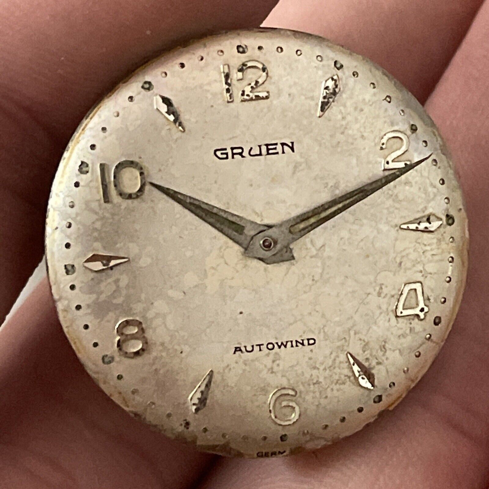 Vintage Gruen Watch Co. Unadjusted Seventeen Jewel Movement And Face PARTS