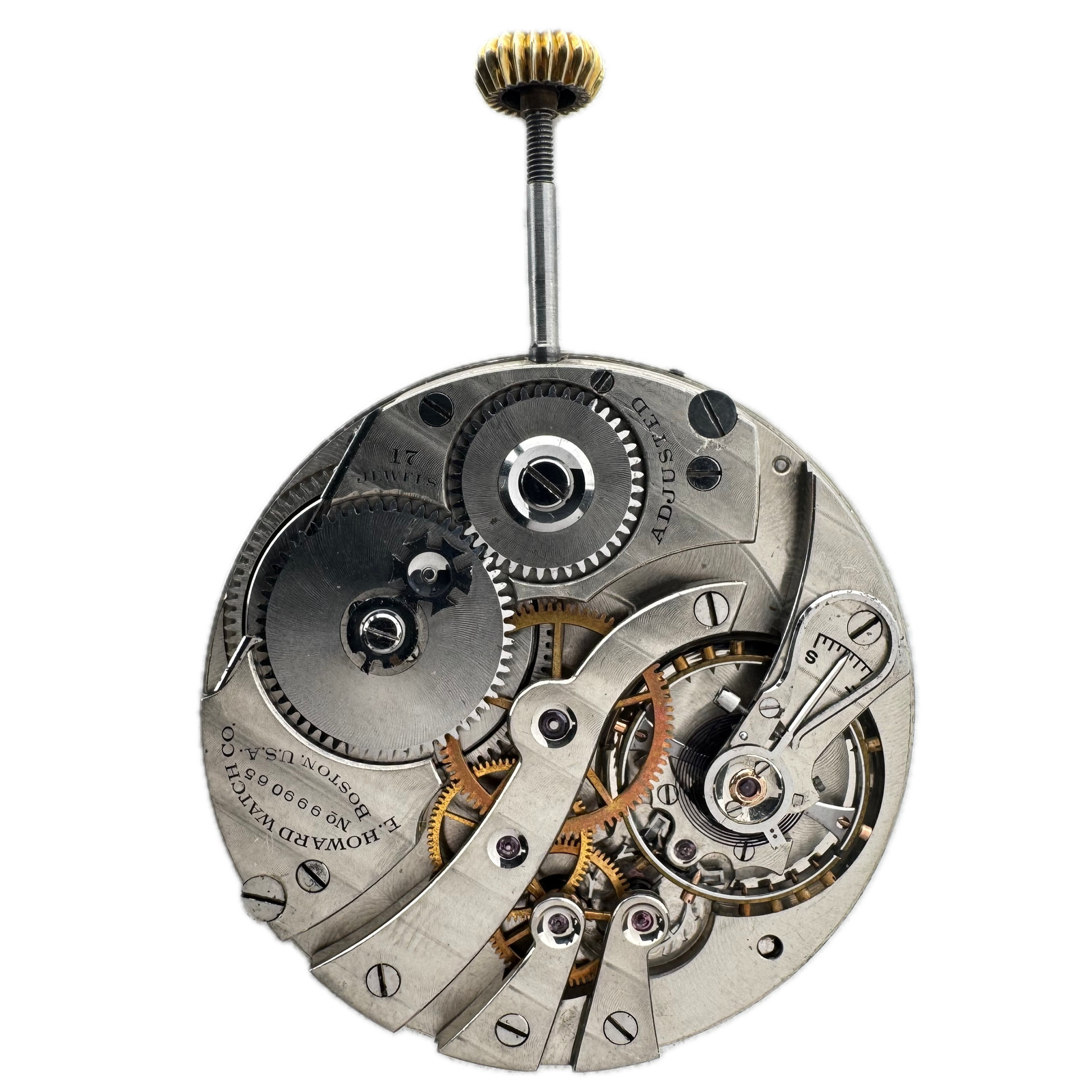 Antique 12s Howard 17 Jewel Mechanical Open Face Pocket Watch Movement Series 7