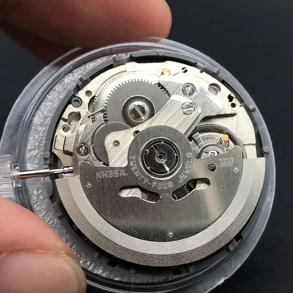 For SeikoSII NH35 NH35A Black Date Wheel Disc Automatic Watch Movement with Stem