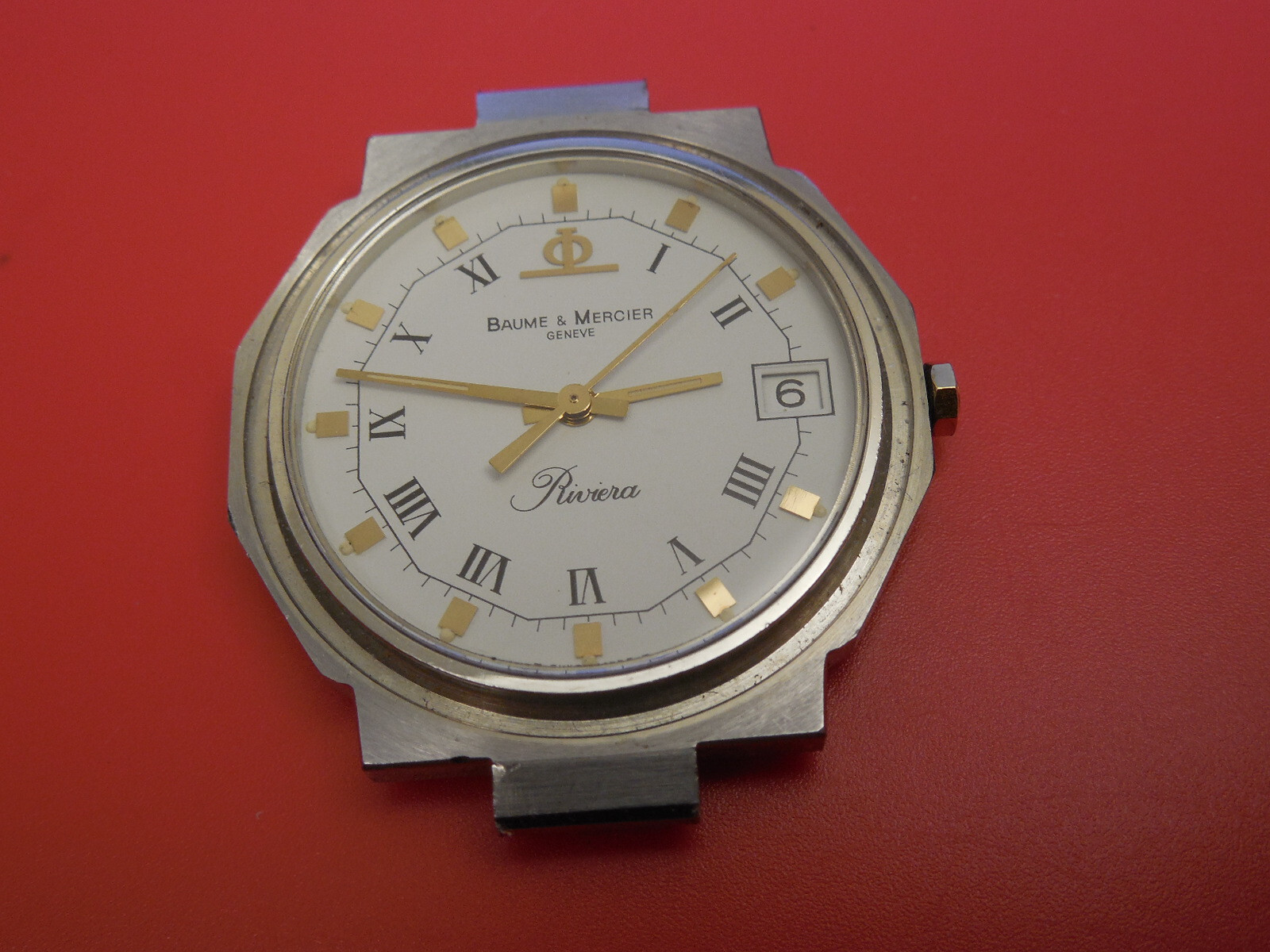 NON WORKING BAUME MERCIER 33MM RIVIERA DATE FOR PARTS OR REPAIR PROJECT