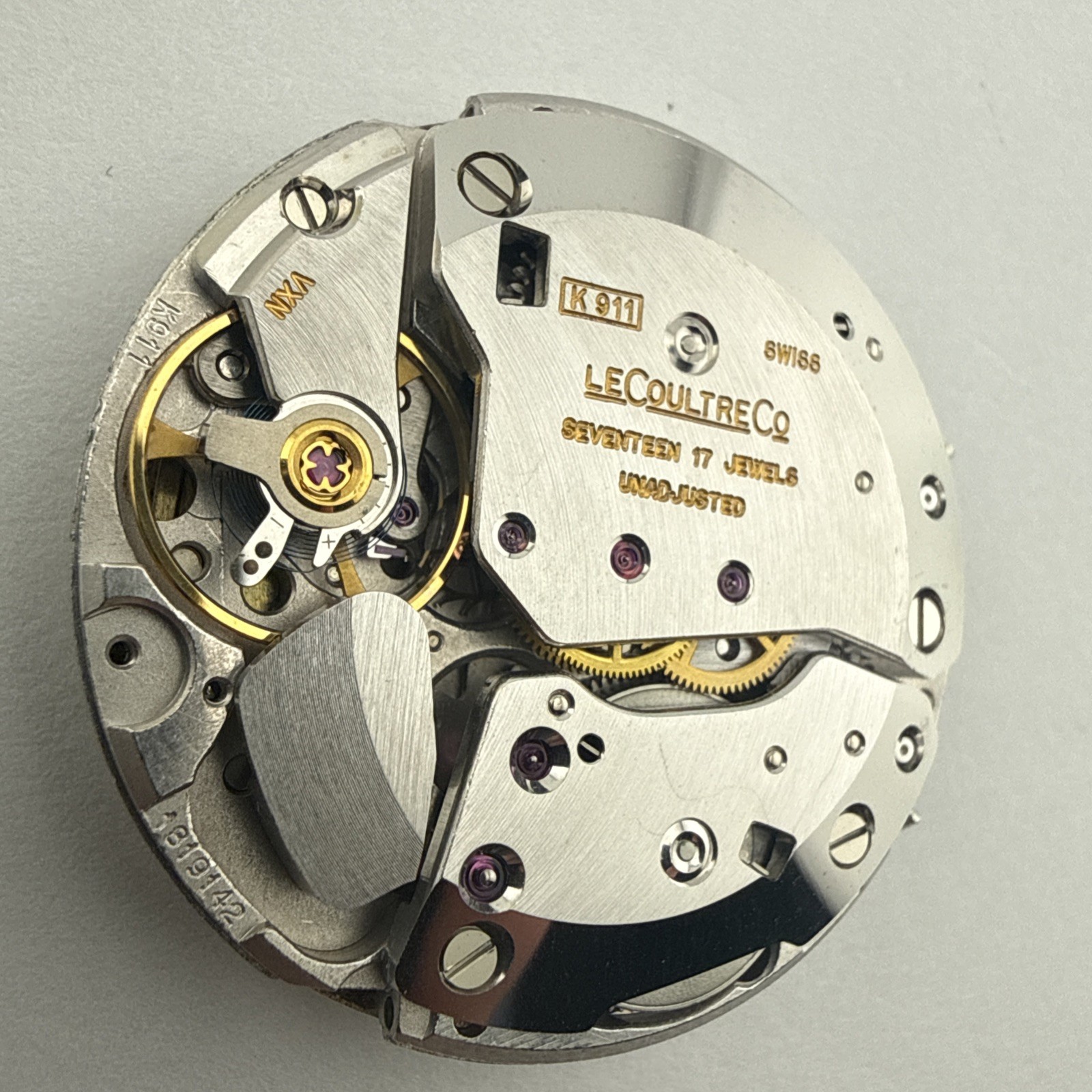 Lecoultre Memovox Alarm Cal.911 Watch Movement W/ Dial & Hands New Old Stock