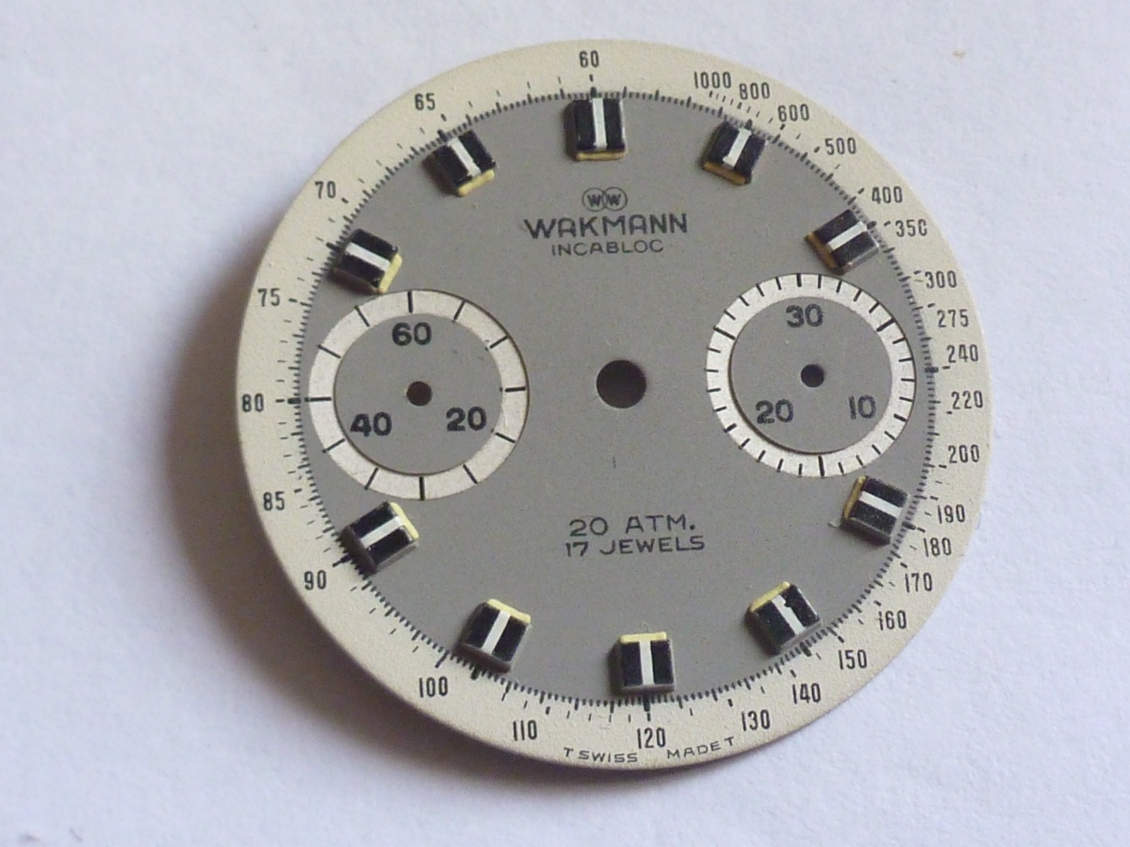 WAKMANN gray Chronograph cal.7733 Vintage dial 30,5mm perfect condition