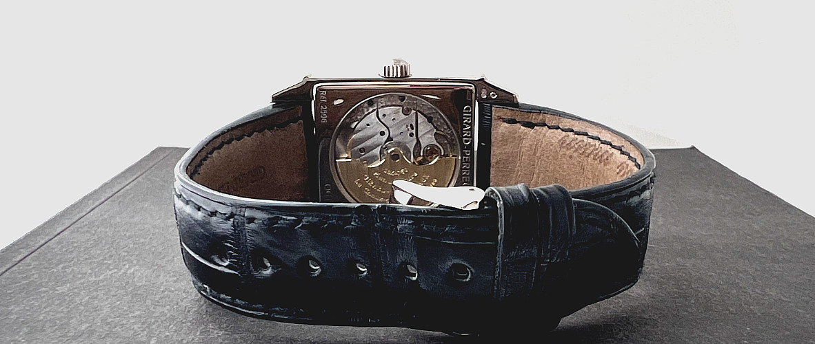 Girard Perregaux Watch 1945 Vintage 18k White Gold Ref 2596 Black Dial Art Deco