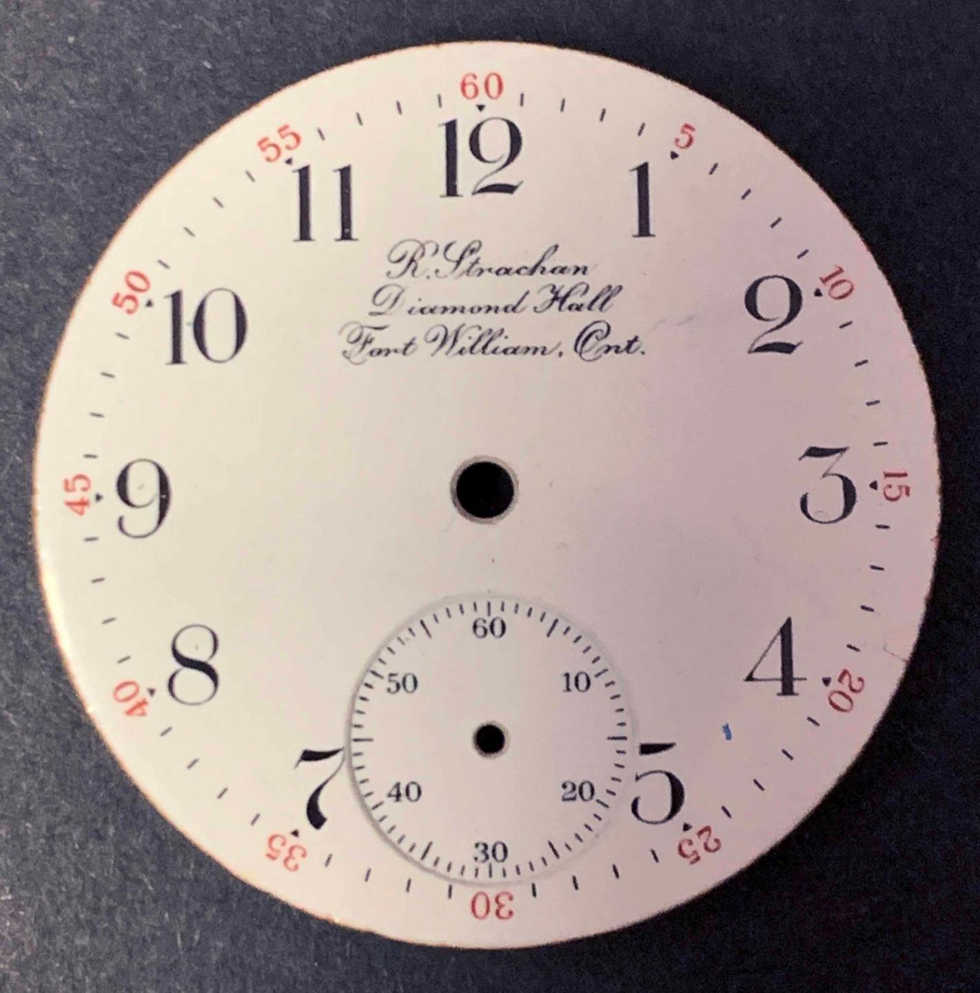 ANTIQUE 6S ELGIN PORCELAIN ENAMEL POCKET WATCH DIAL PRIVATE LABEL CANADIAN DIAL