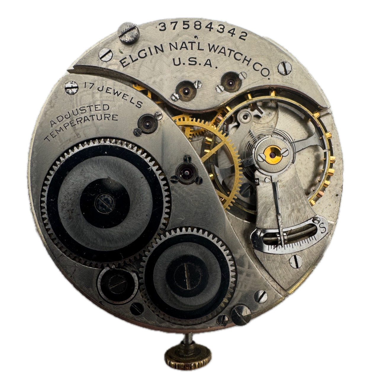 Antique 12s 1938 Elgin 17 Jewel Mechanical Pocket Watch Movement 495 USA