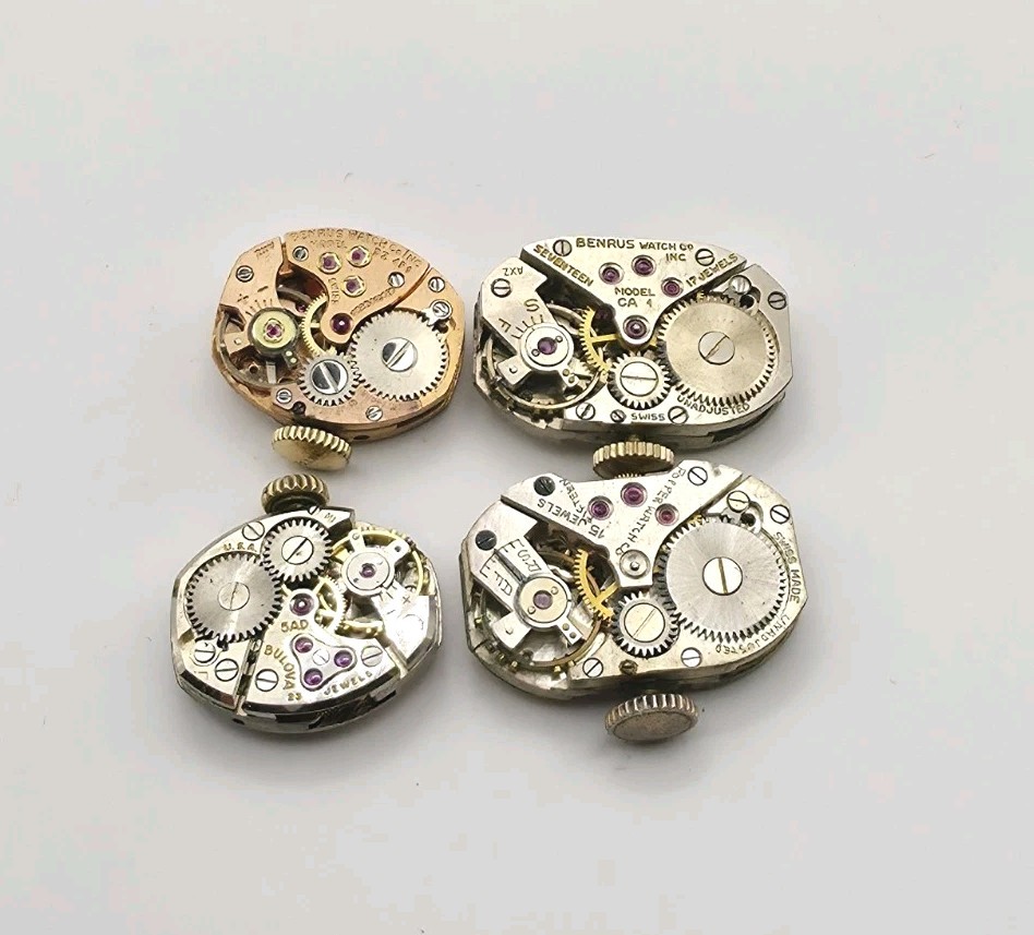 Vtg Lot Of 12 Bulova Benrus Mechanical Wrist Watch Movements For Parts Or Repair