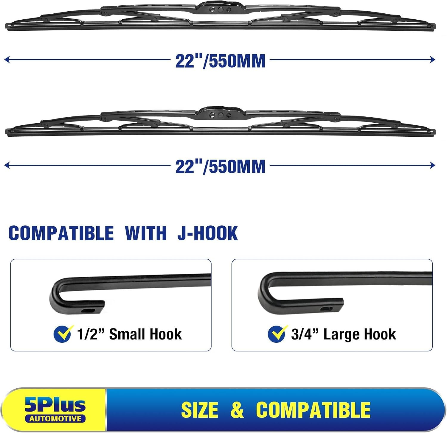 5 PLUS 22 inch Wiper Blades 2 Pack for Ford F150 F250 F350