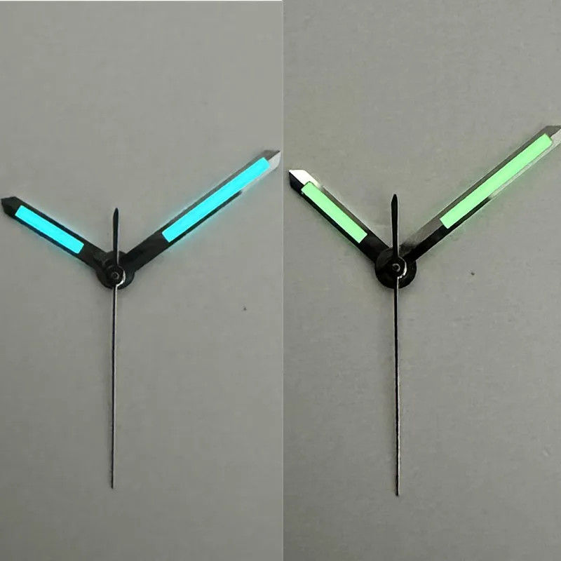 Polished Silver Watch Hands Green Blue Lume Fit for NH34 NH35 NH36 Mod