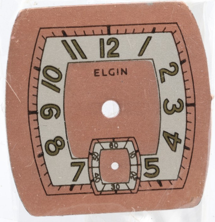 ELGIN ART DECO TANK NOS WRIST WATCH DIAL 22.35×22.35mm, SALMON (KX)