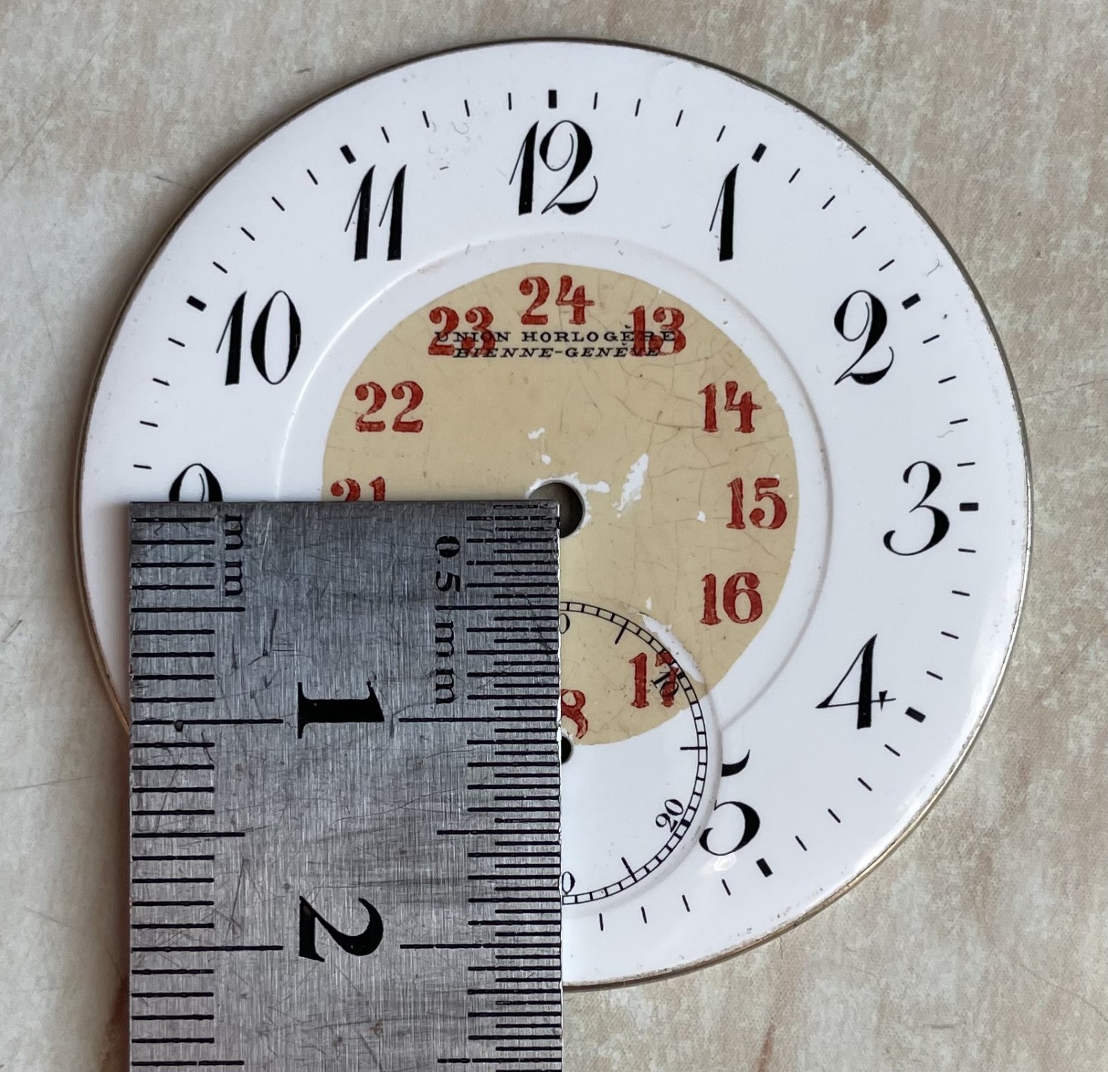 Swiss Porcelain Dial for Pocket Watch UNION HORLOGERE Bienne-Geneve