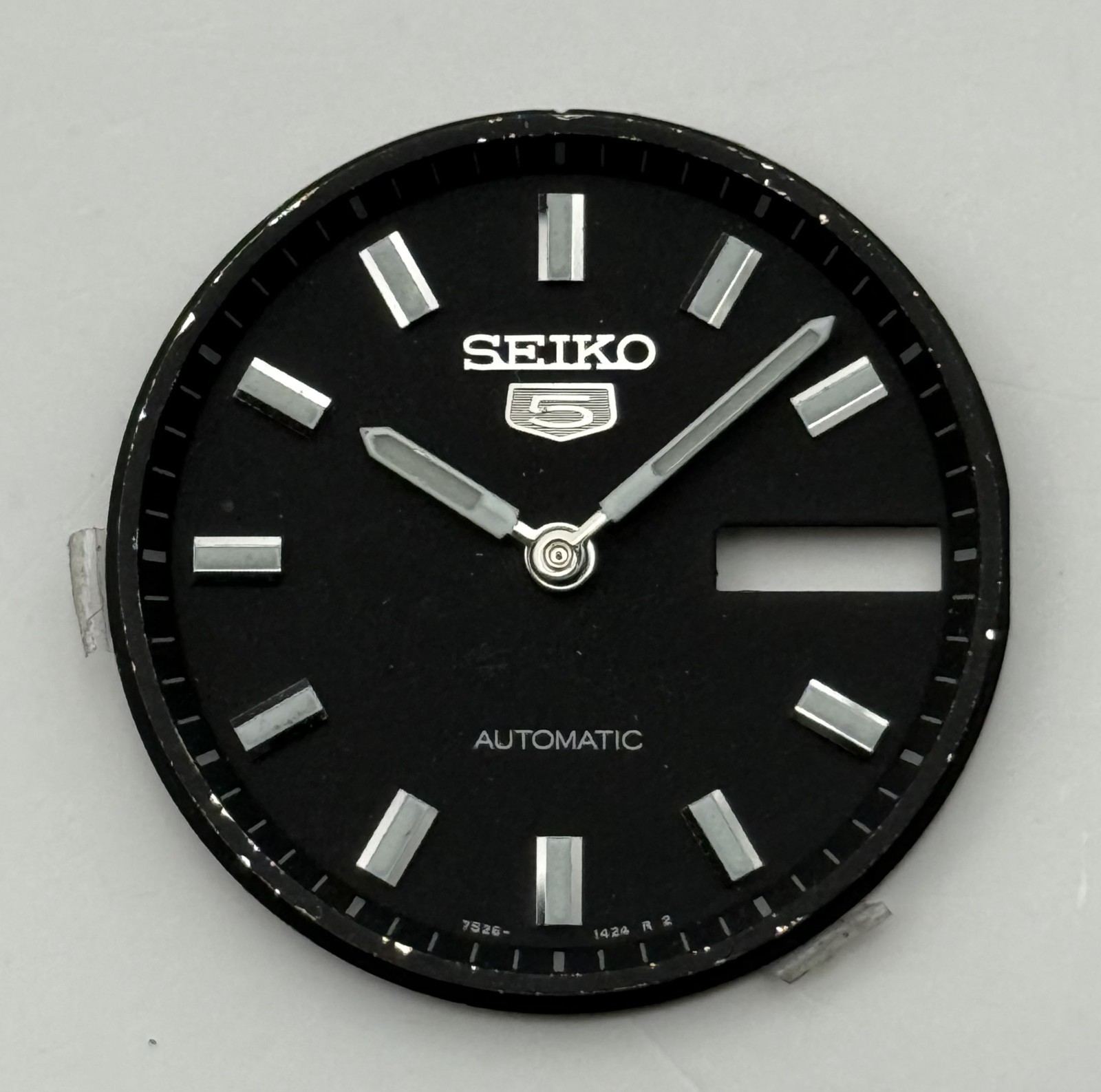 Seiko 7526-1424 Watch Dial Automatic Black Japan Spare Parts Repair 28.5mm