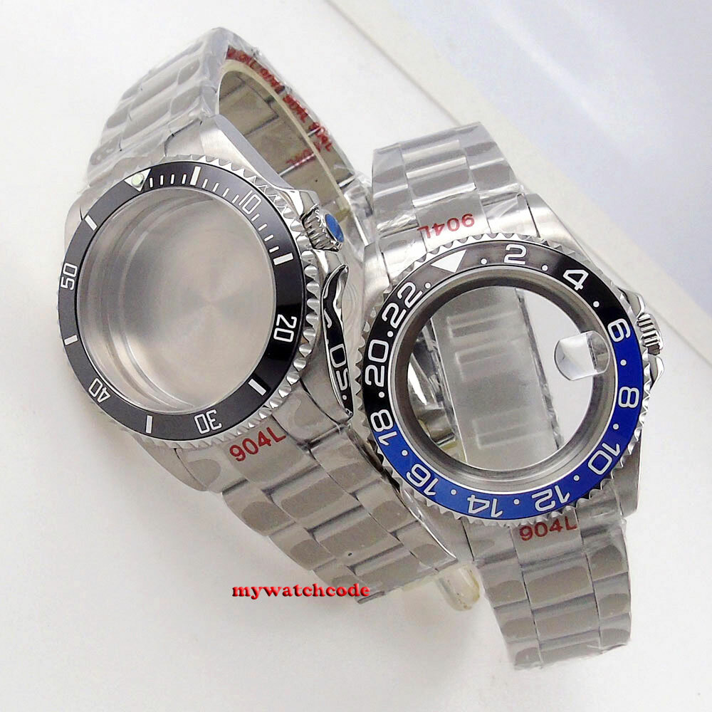 38mm 40MM SUB Watch Case Ceramic Bezel Sapphire Glass Fit NH34A NH35 NH36 2824