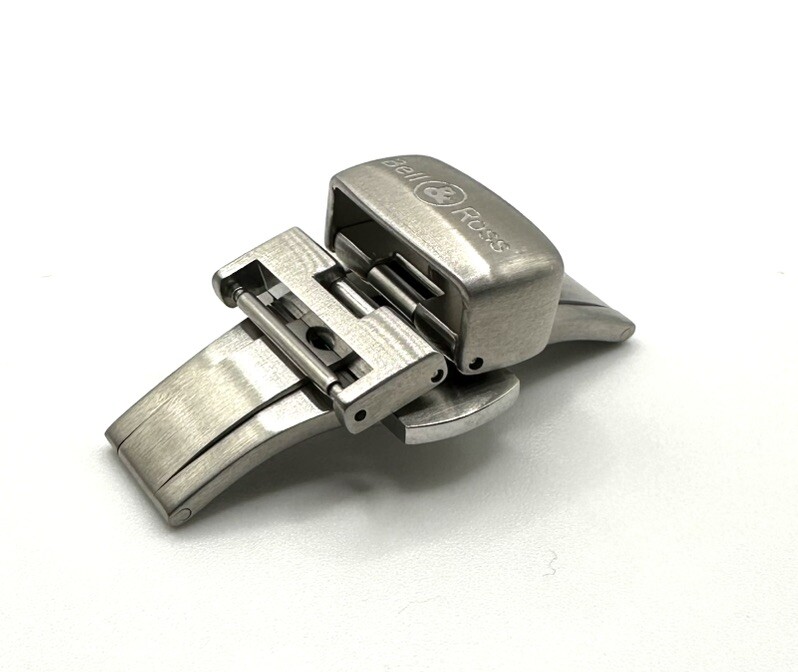 New Genuine Bell & Ross 16mm Matte S/S Deployment Folding Clasp With Pusher