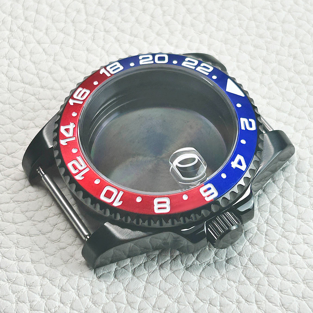 Black Watch Case 40mm PVD Steel Pepsi 20ATM for NH34 NH35 Sapphire Glass Mod