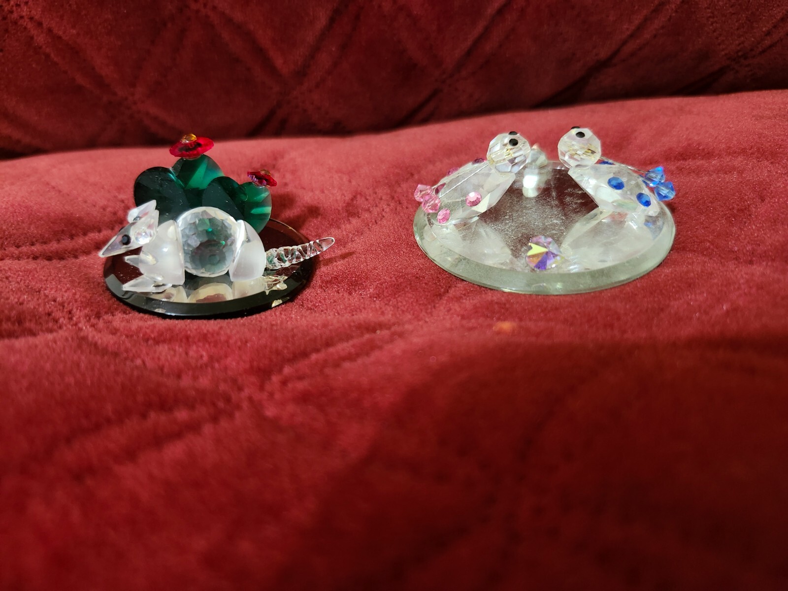Vintage Crystal Figurines 2 Pieces Lady Bugs and Armadillo 80’s CFL