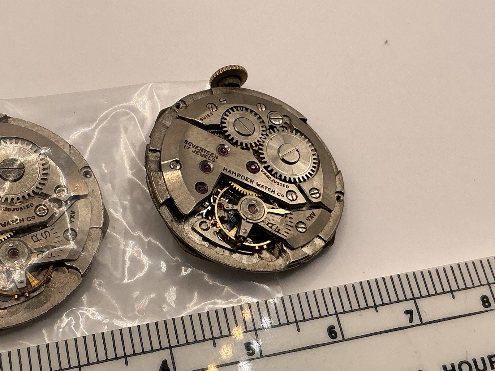 Vintage Hampden 17 J Wristwatch Movements For Parts Repairs Restore See Pics